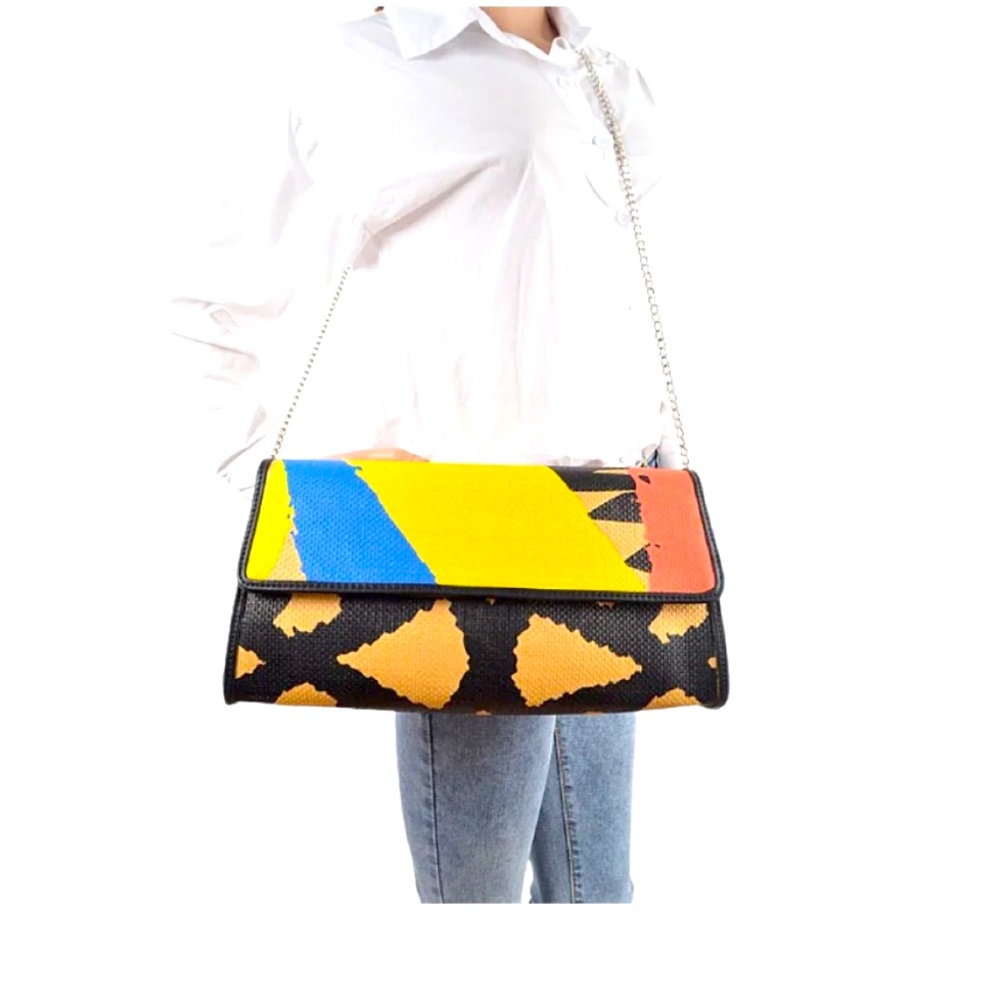 Bold print clutch/crossbody purse